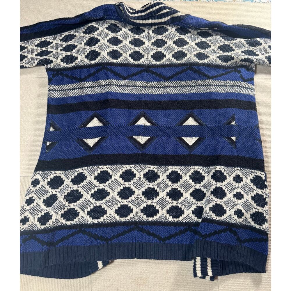 Lucky Brand Women's Medium Cotton Acrylic Open Front Sweater Duster Western Blue - Picture 9 of 9